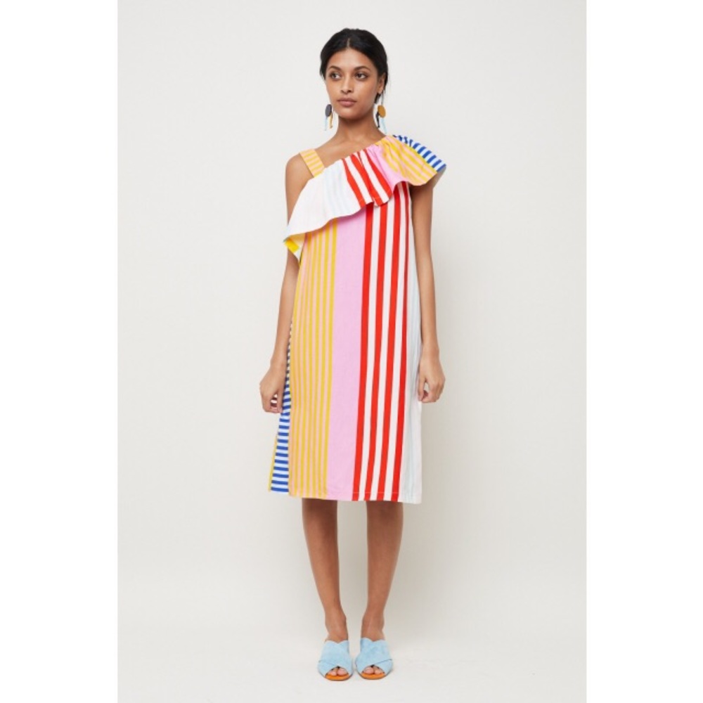 Mireia Ruiz x Gorman Stripe One Shoulder Dress